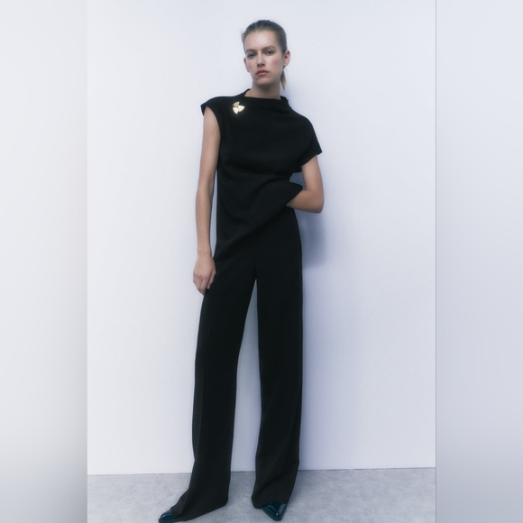 New Zara Gold Button Draped Top - 8513/521 - Picture 3 of 12